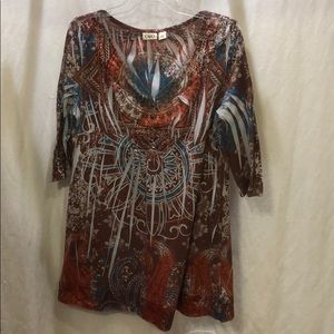 Multicolored V neck blouse